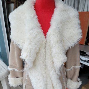 DONNA SALYERS FAUX SUEDE & FLEECE COAT